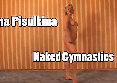 Cute blond doing nude gymnastics