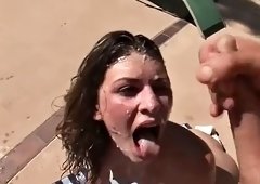 Bukkake love fucking slut gets her pussy banged