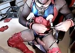 Pig nipples tied and pumped extreme