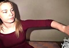 Blonde Teen Fakes Novice Cock Sucking for Cumshot