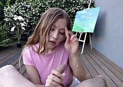 BIG TITS BLONDE BABE DOES SLOPPY POV SUCK TITFUCK
