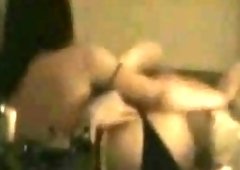 Asian chick caught jerking off her bf by a window peeper