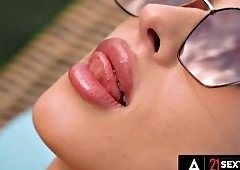 Kristof Cale Face-Fucks Alyssa Bounty After Bikini Tan Turns Horny