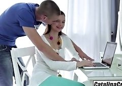 Peachy Russian Teens Lesbian Threesome Double Penetration