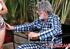 Big-Butt Latina Seduces Old Man