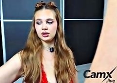 Busty Redhead BJ Footjob Webcam
