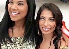 Emy Reyes Devours Balls with Alexis Rains Hot Tits as Jmacs Cock Gets Tag Teamed in
