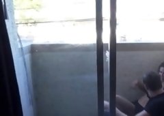 Hot sex on the balcony with a slim Latina