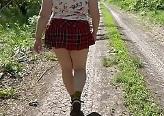 POV: Public walking outdoors with my horny  pervert wife - Milky Mari
