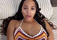 Chubby Ebony Lesbian Masturbates