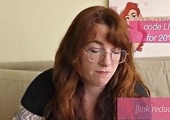 Lily ORileys Tattooed Redhead Solo Glasses Vibrator Play