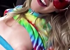 Stranded Blonde Teen Fingered by Driver in Car
