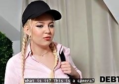 Blonde in Stockings Takes Rough Hardcore Pounding
